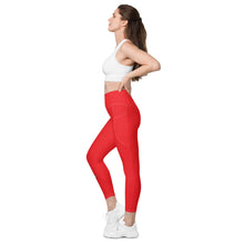 Load image into Gallery viewer, BUTTERFLY RED LEGGINGS WITH POCKETS
