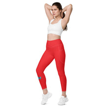 Load image into Gallery viewer, BUTTERFLY RED LEGGINGS WITH POCKETS

