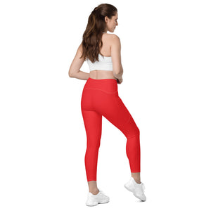 BUTTERFLY RED LEGGINGS WITH POCKETS