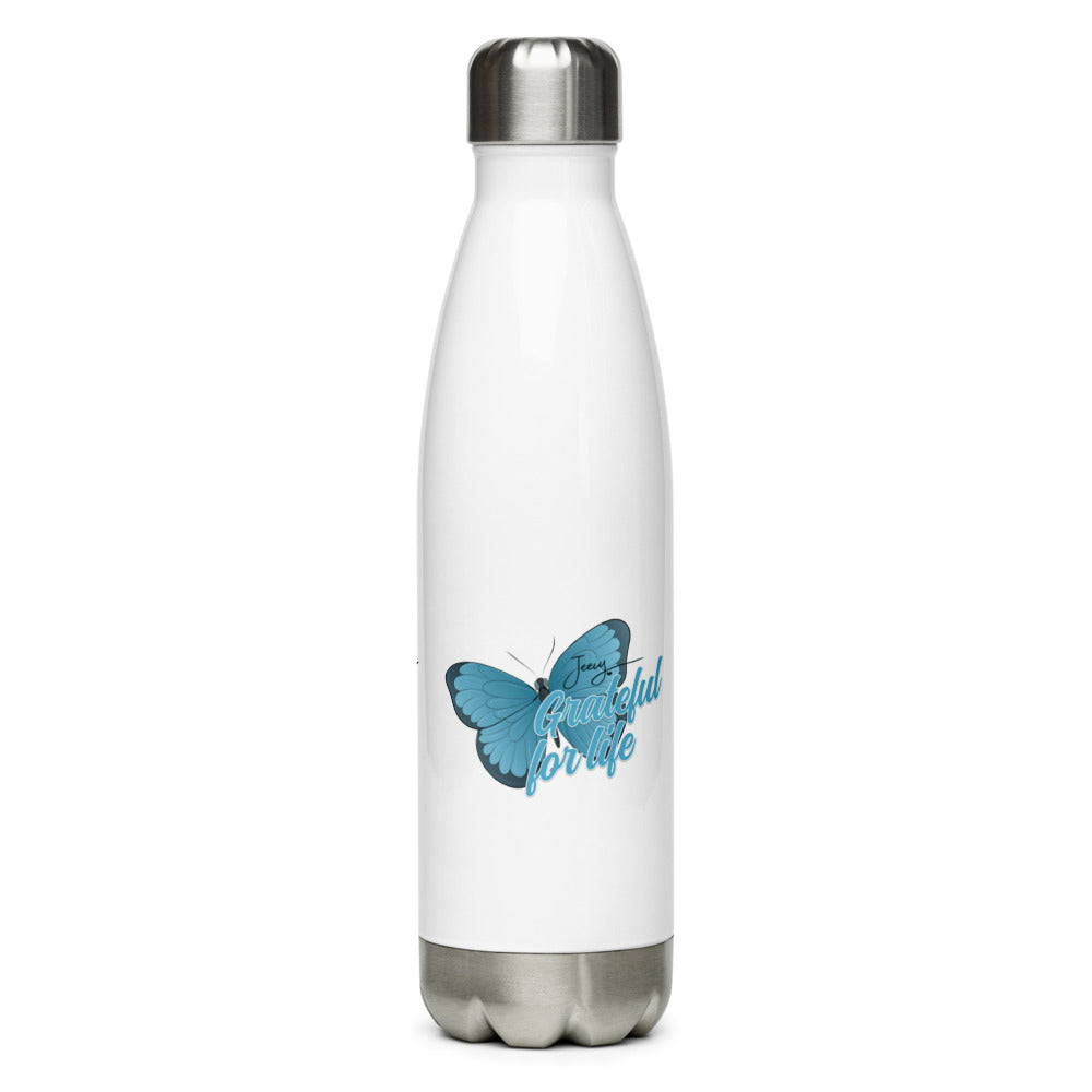 GRATEFUL FOR LIFE STAINLESS STEEL WATER BOTTLE